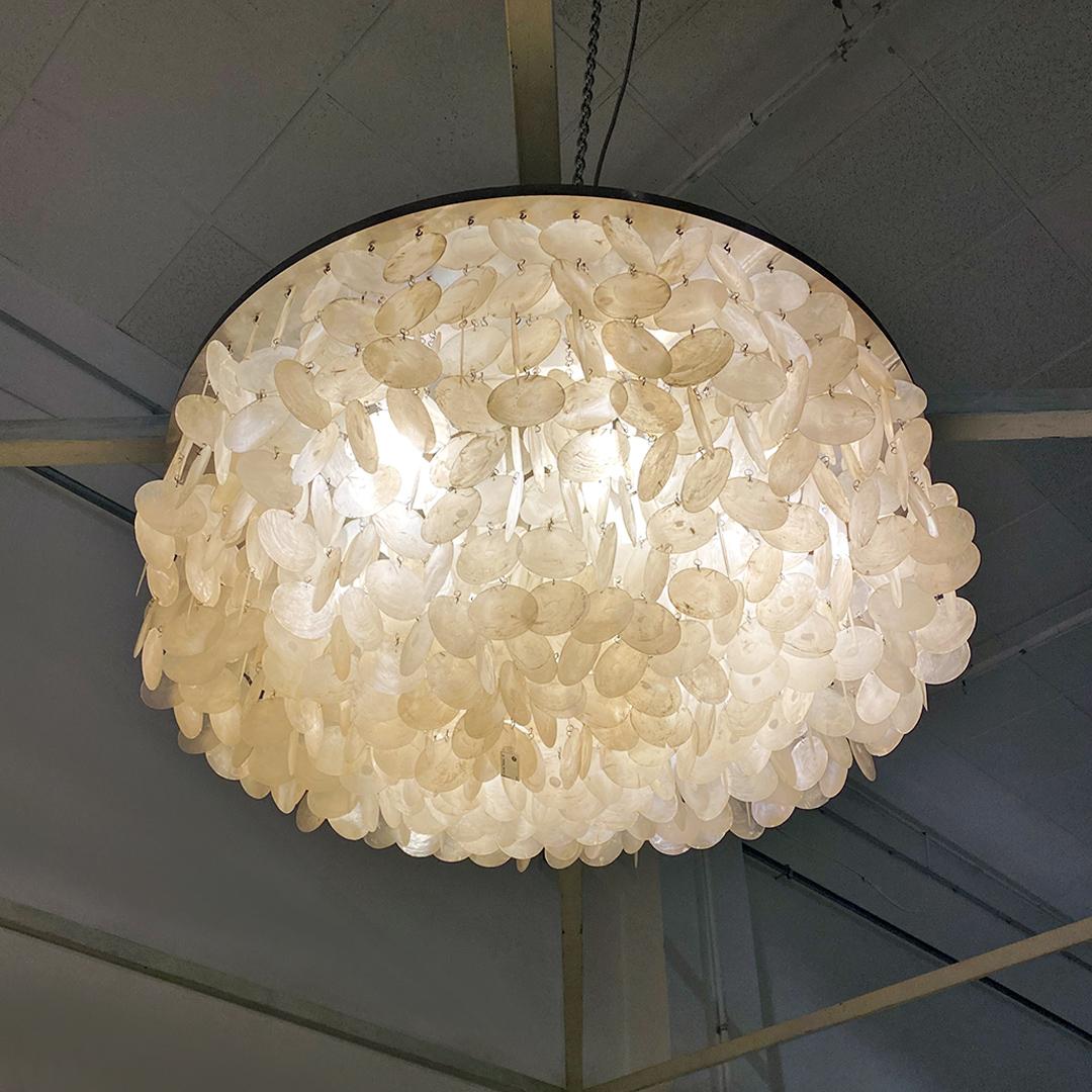 Italian Swiss Modern Aluminum and Glass Fun Chandelier by Verner Panton for Luber, 1960s For Sale