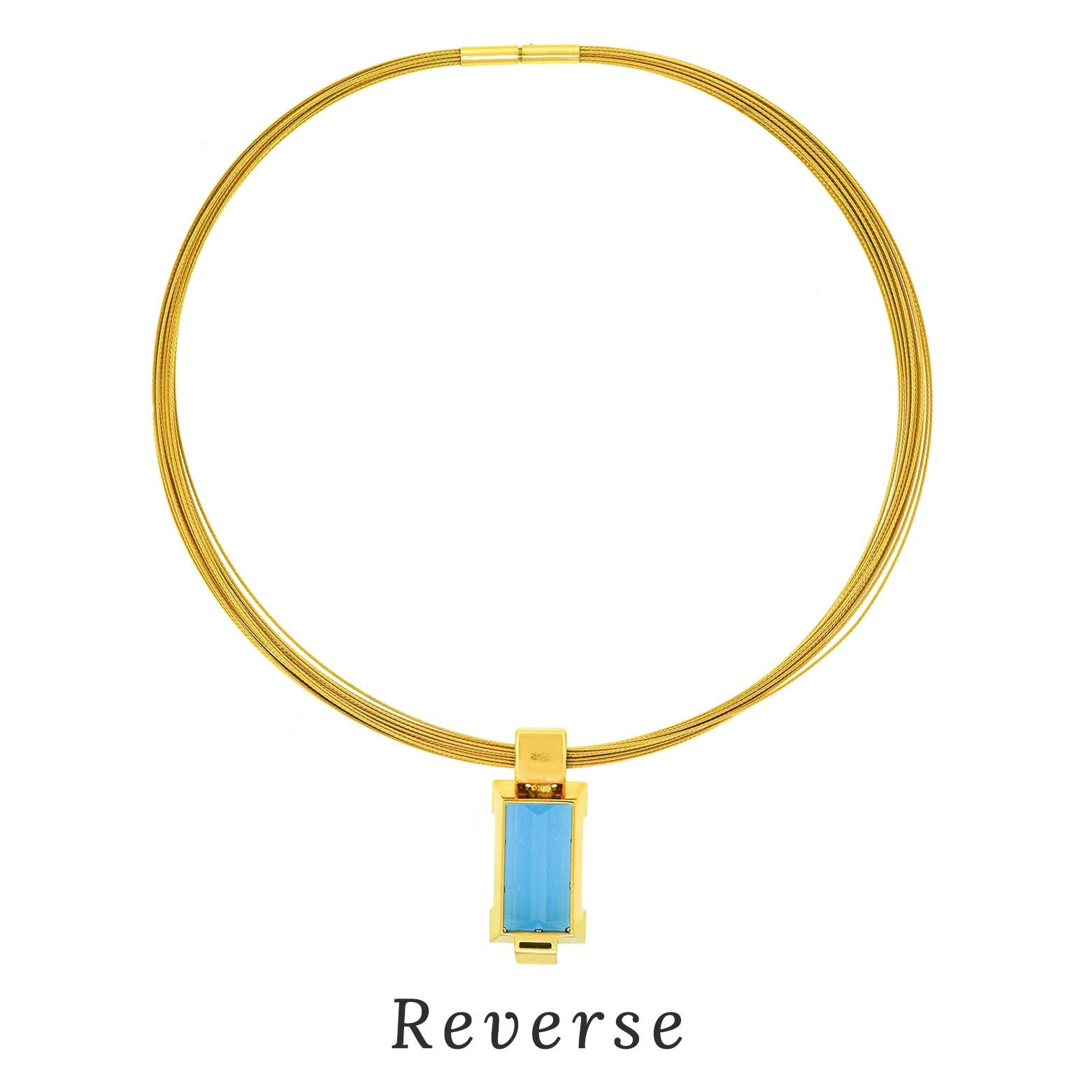 Swiss Modern Aquamarine and Gold Necklace 3