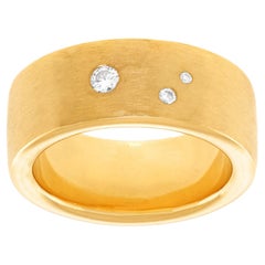 Vintage Swiss Modern Diamond-Set Gold Band