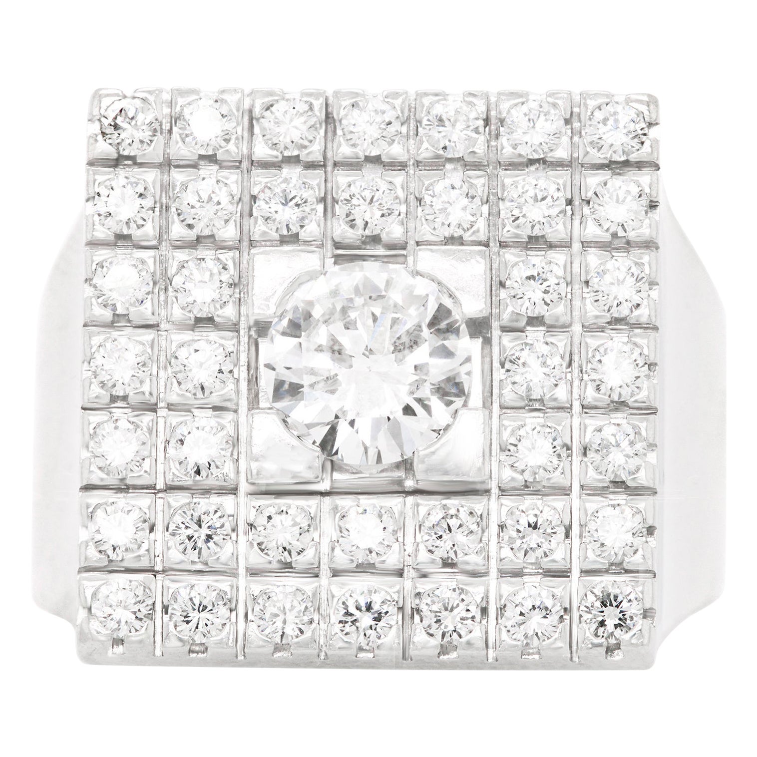 Schweizer Modern Diamantbesetzter Weißgoldring im Angebot