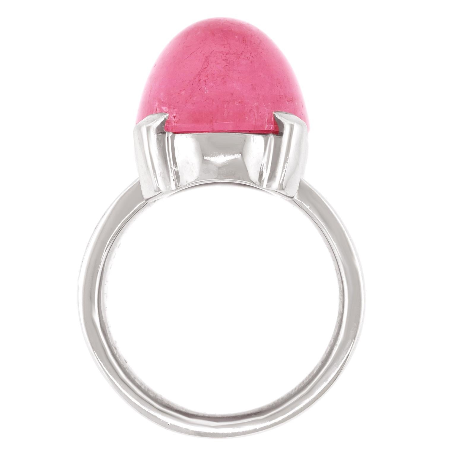 Modernist Swiss Modern Pink Tourmaline Ring For Sale