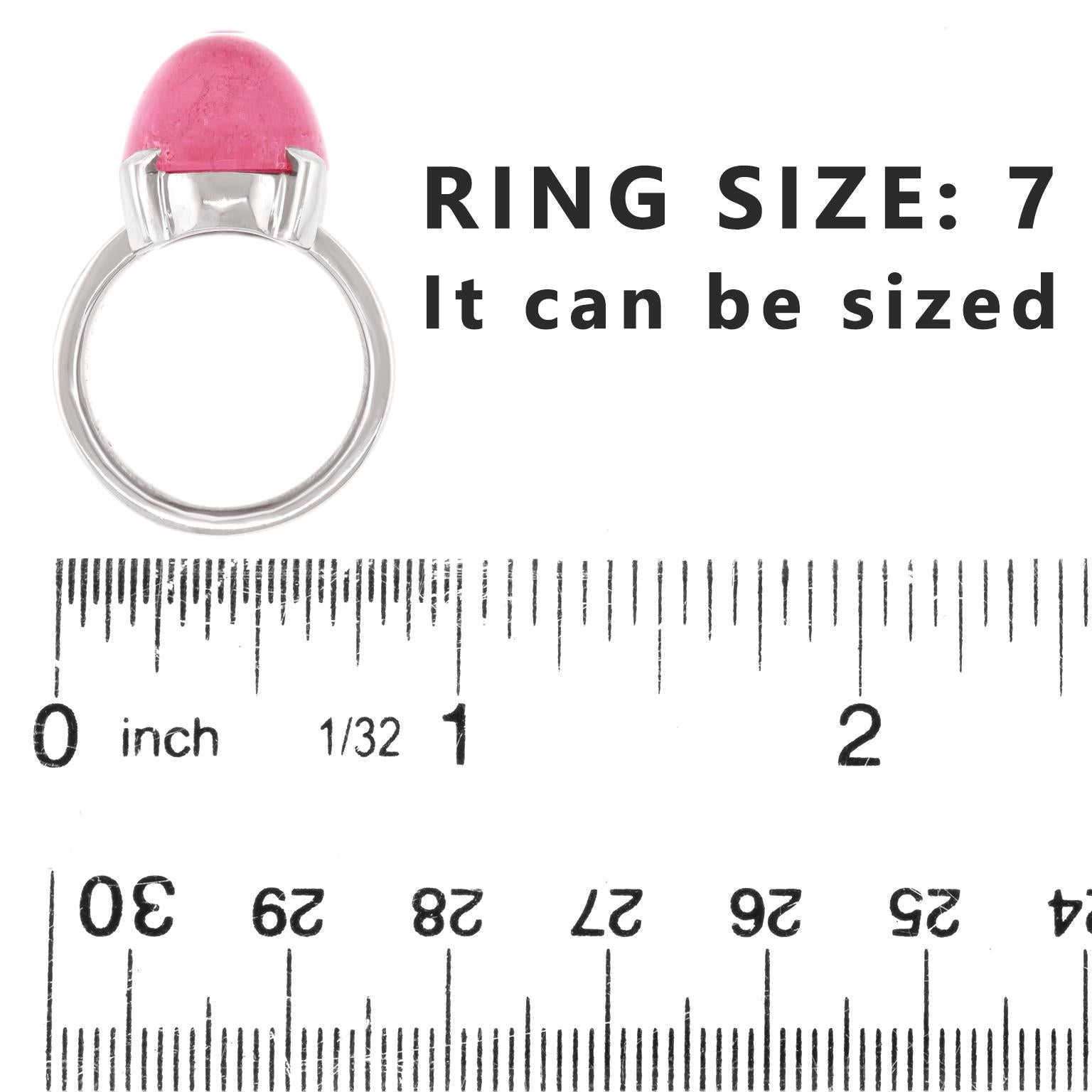 Women's or Men's Swiss Modern Pink Tourmaline Ring For Sale