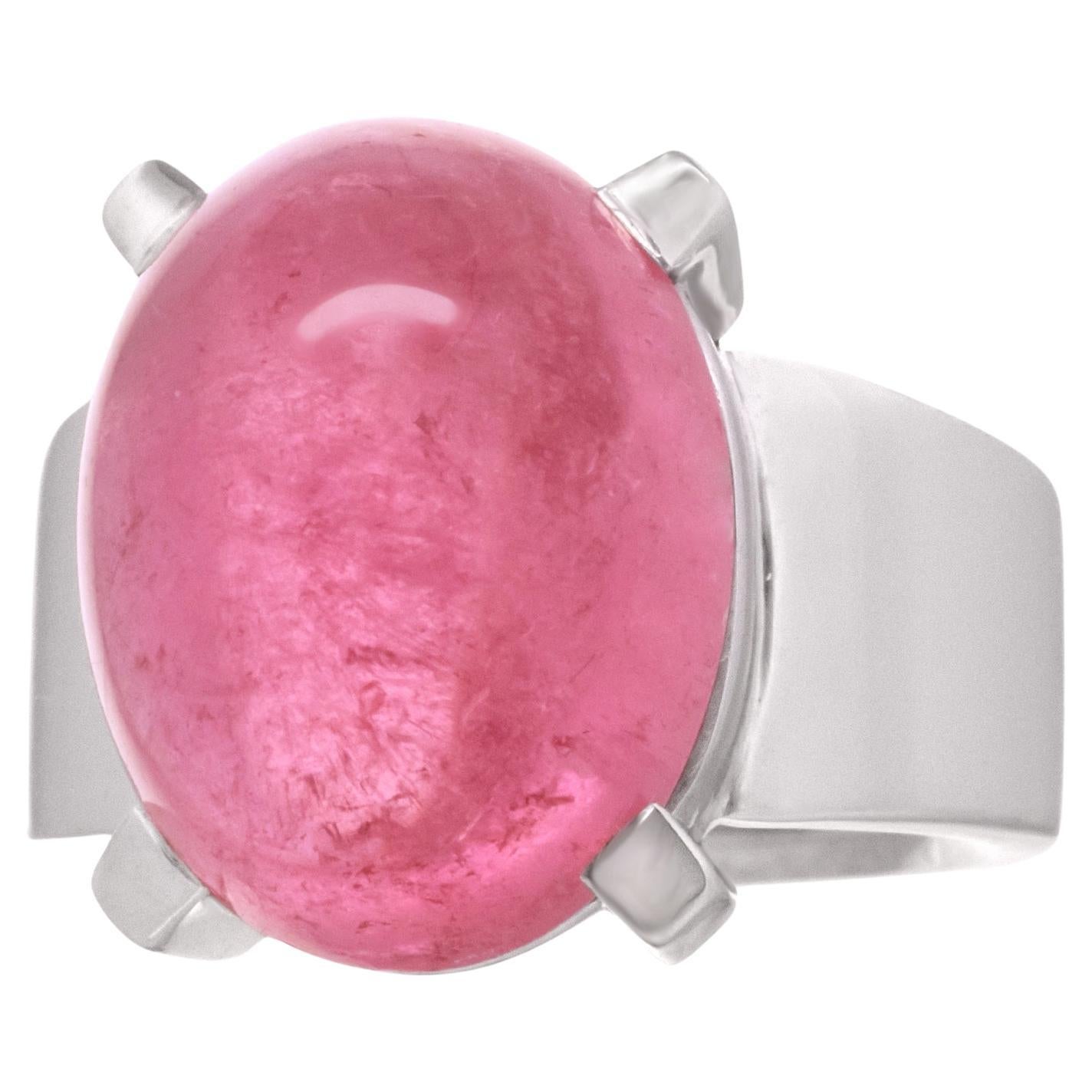 Swiss Modern Pink Tourmaline Ring For Sale