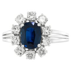 Swiss Modern Sapphire and Diamond Ring by Tannler of Zurich