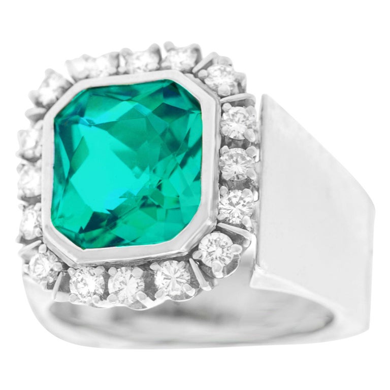 Swiss Modern Tourmaline and Diamond Ring by Paul Binder For Sale at 1stDibs