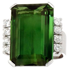 Vintage Swiss Modern Tourmaline 
Diamond Ring
