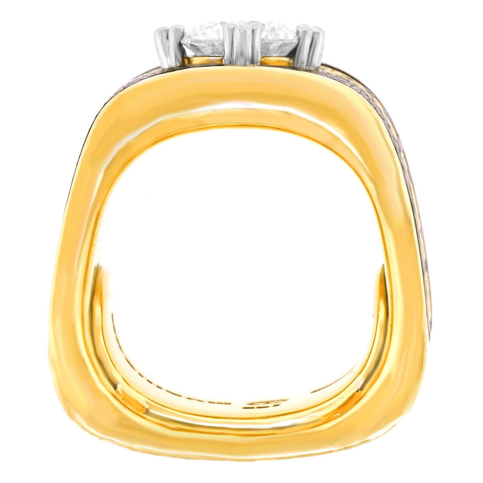 Anello moderno svizzero in Wood e diamanti in vendita 6