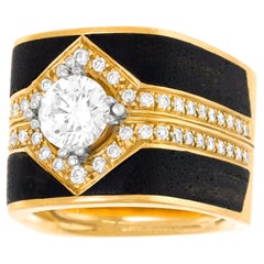 Bague moderne suisse en bois et diamants