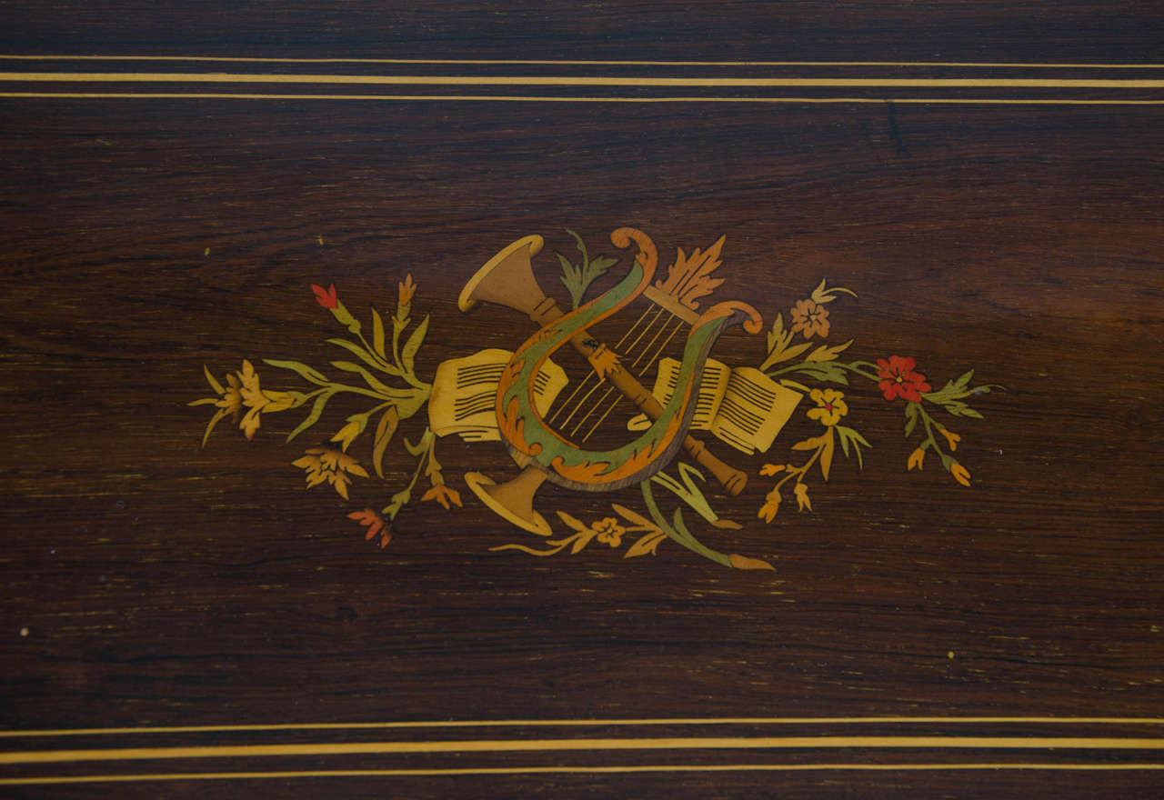 Swiss Music Box with Ten Airs Drums and Bells Finely Inlaid Marquetry circa 1880 In Good Condition In Lincoln, Lincolnshire