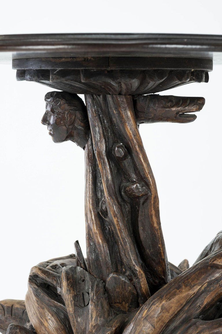 Swiss Naturalistic Root Wood Base Side Table For Sale at 1stDibs