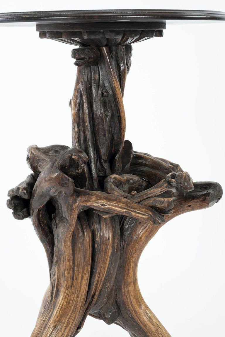 Swiss Naturalistic Root Wood Base Side Table For Sale at 1stDibs