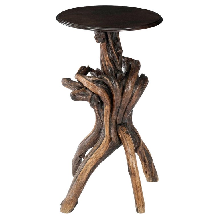 Swiss Naturalistic Root Wood Base Side Table For Sale at 1stDibs