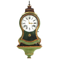 Swiss Neuchâtelois Wall Clock by Theodore Robert circa 1770, With Original Paint