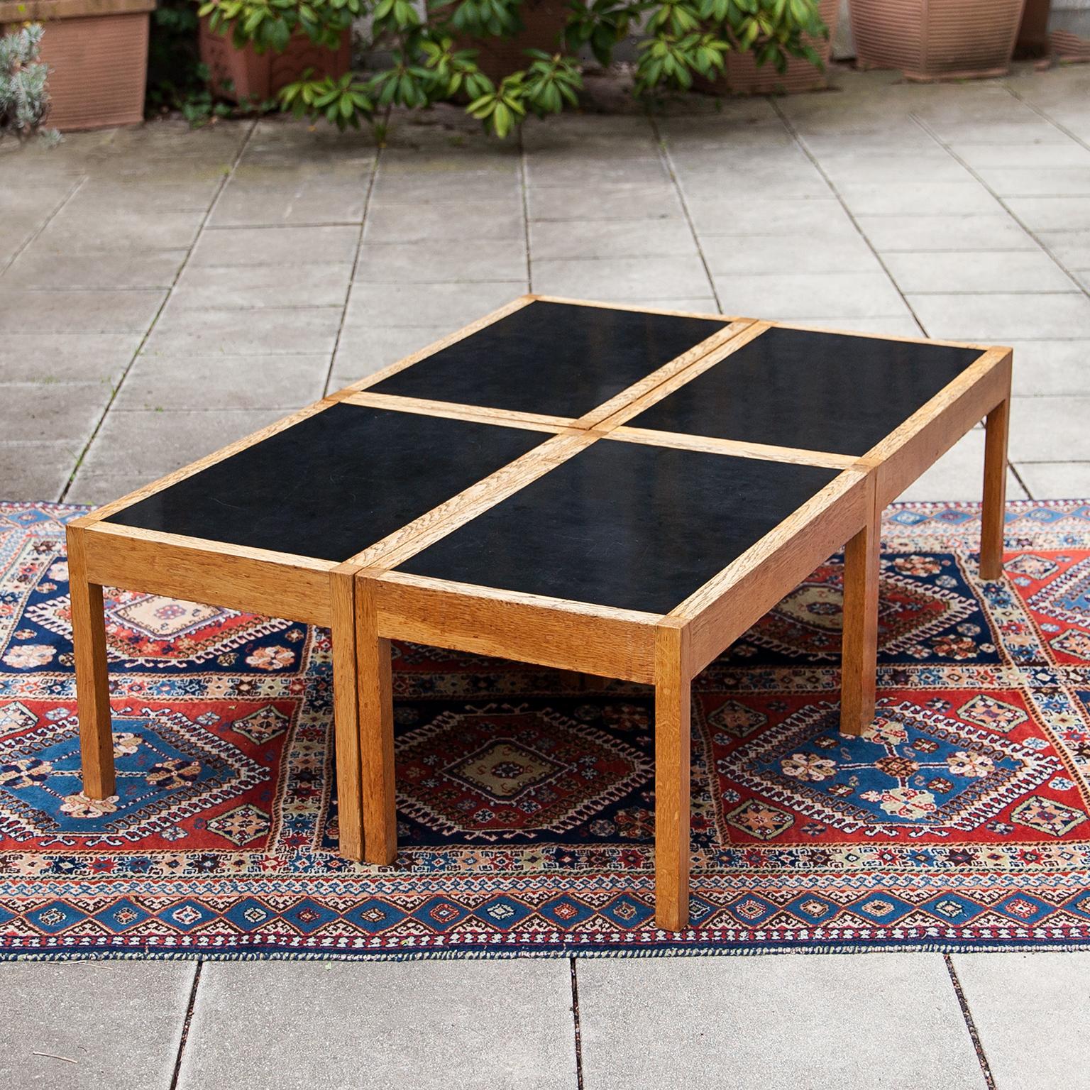 Swiss Oak Black Formica Side Table Set of 4 For Sale 1