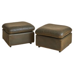 Swiss Olive Leather DS 49 Ottoman by De Sede, 1970s - 2 Available