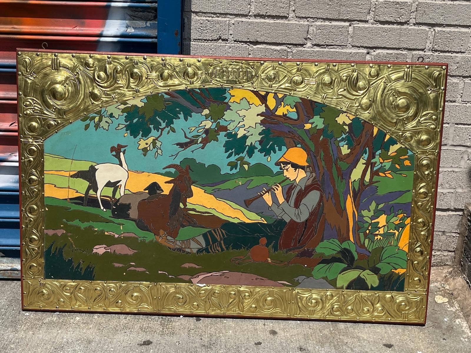 Swiss Painted Wood Panel In Good Condition For Sale In New York, NY