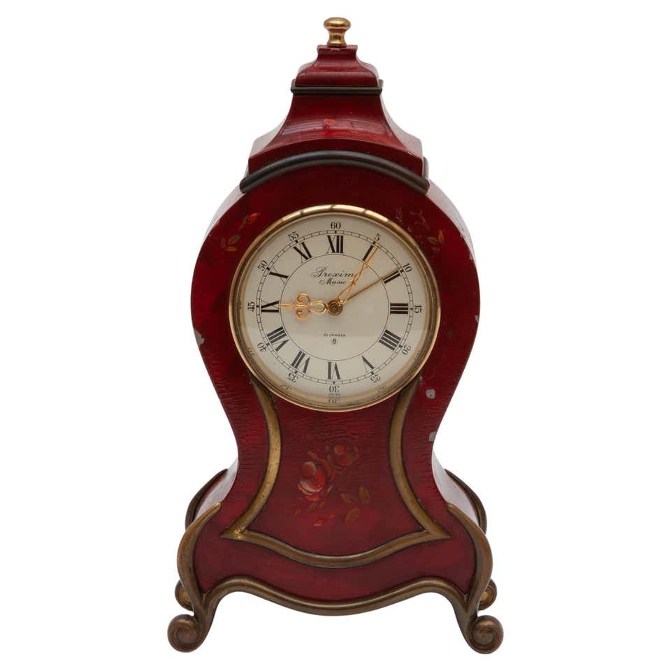 Swiss Gilt-Brass with Painted Swiss Landscape Oval Desk Clock For Sale ...