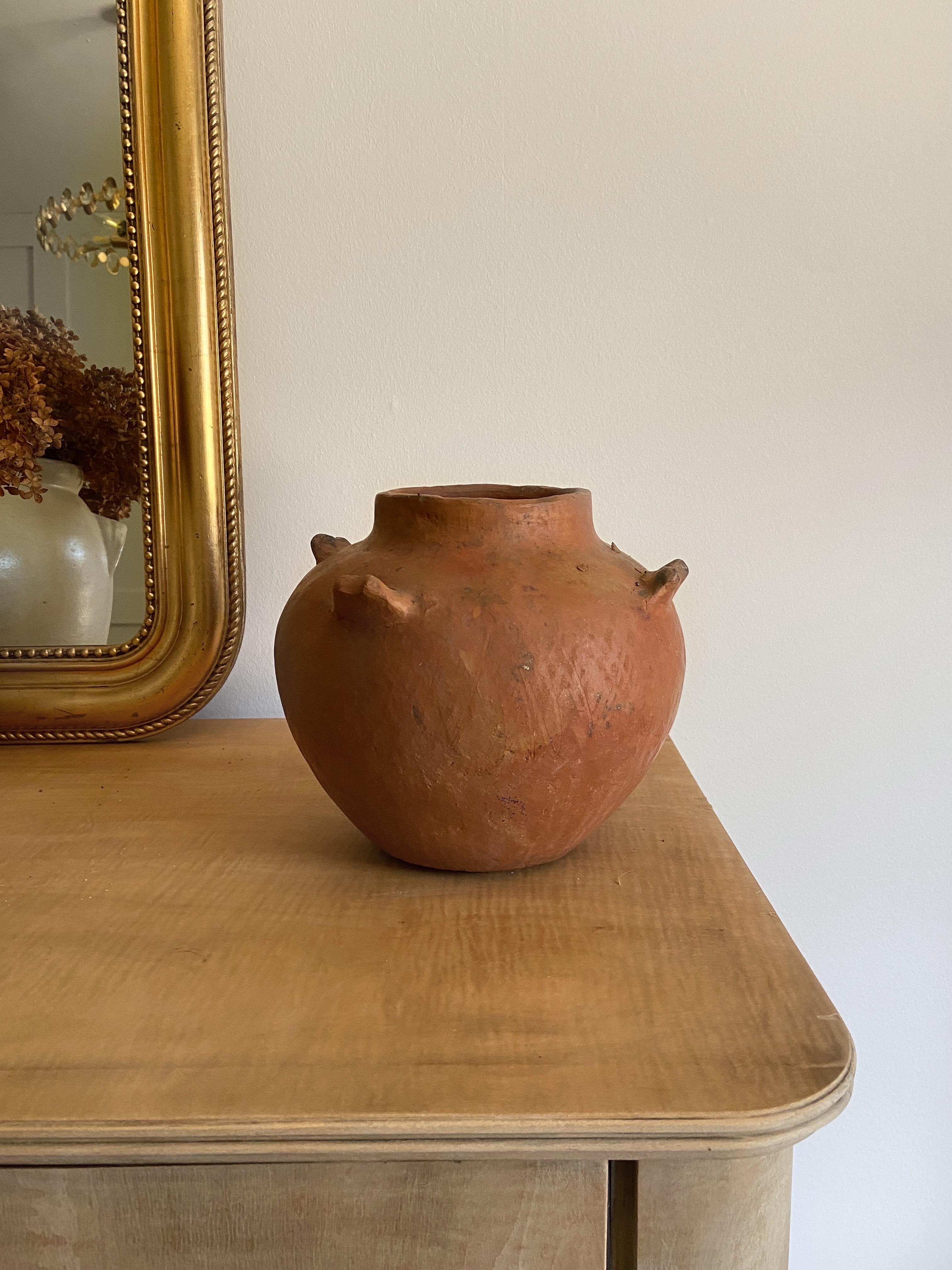 Primitive Ticino artisan made primitive terracotta ceramic vessel