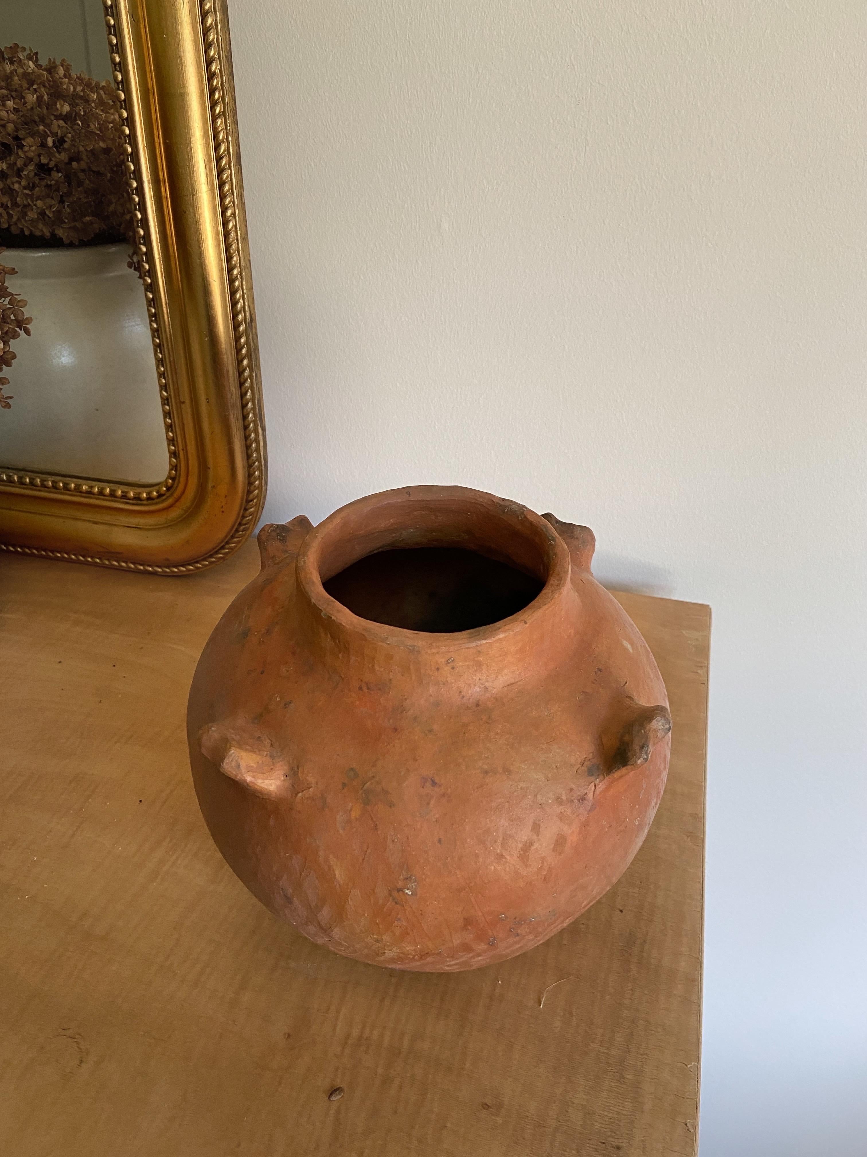Swiss Ticino artisan made primitive terracotta ceramic vessel