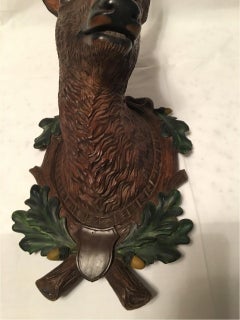 Swiss Realistic Hand Carved Deer Head with Real Antlers, 19th Century