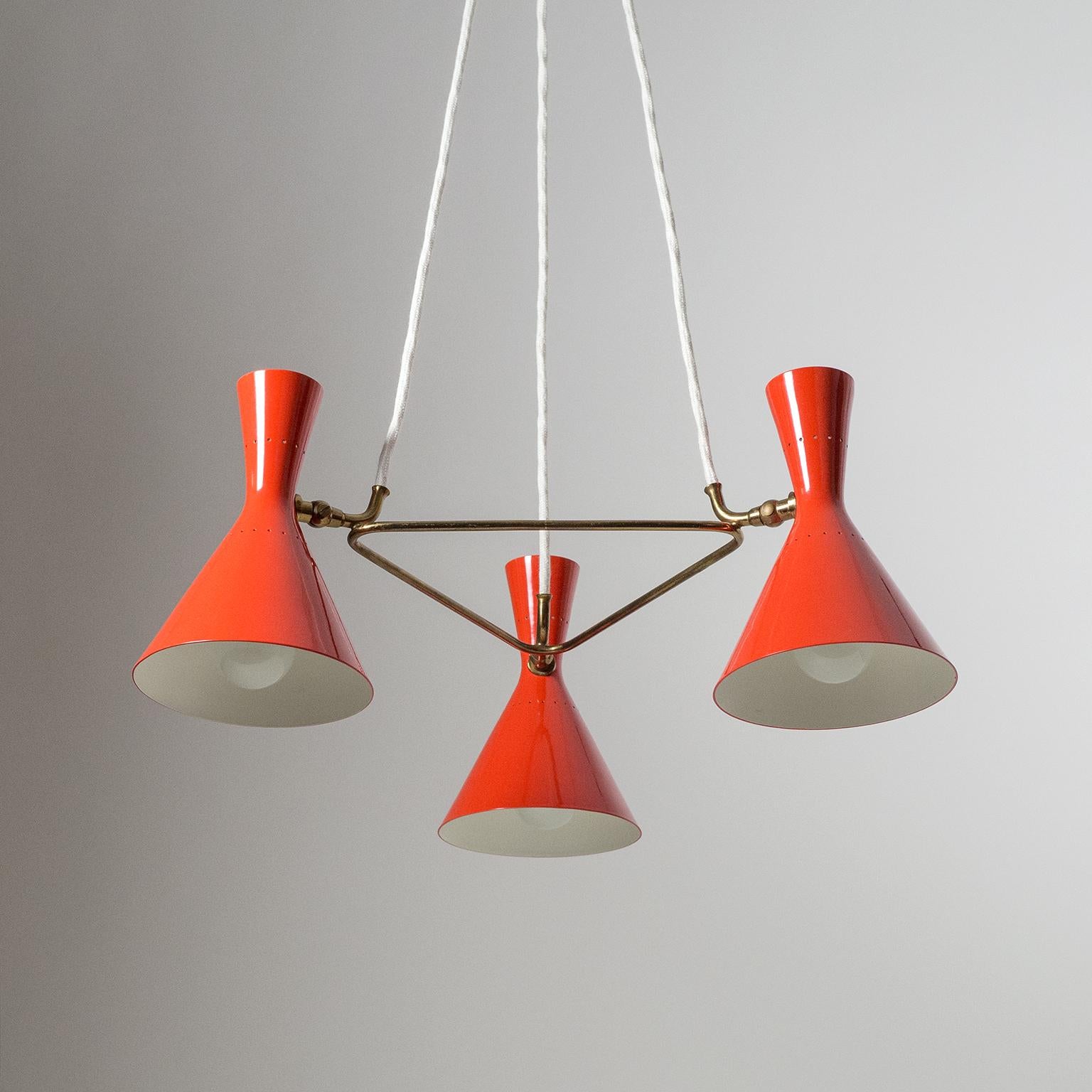 Red Cone Chandelier, 1950s For Sale 2
