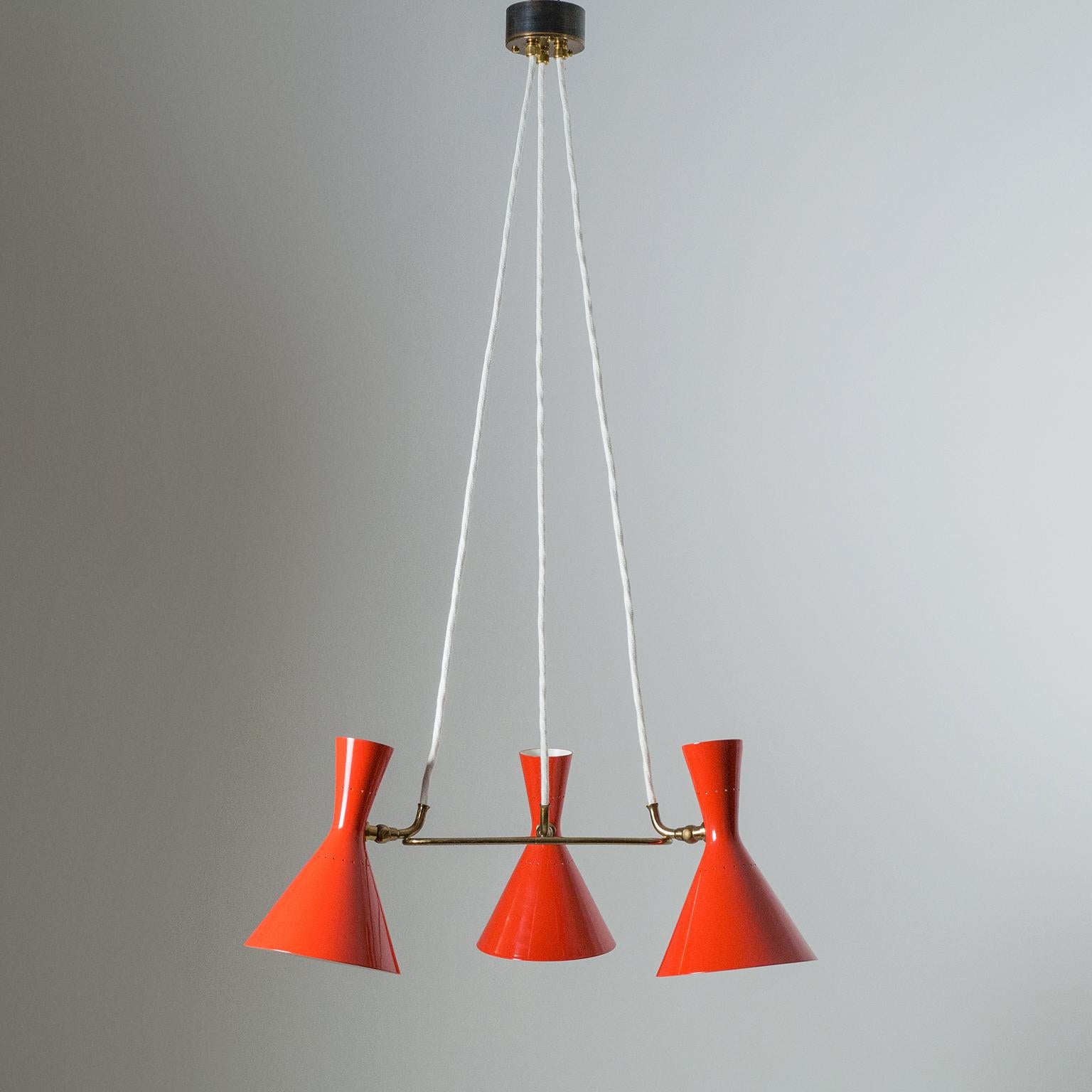 Red Cone Chandelier, 1950s For Sale 3