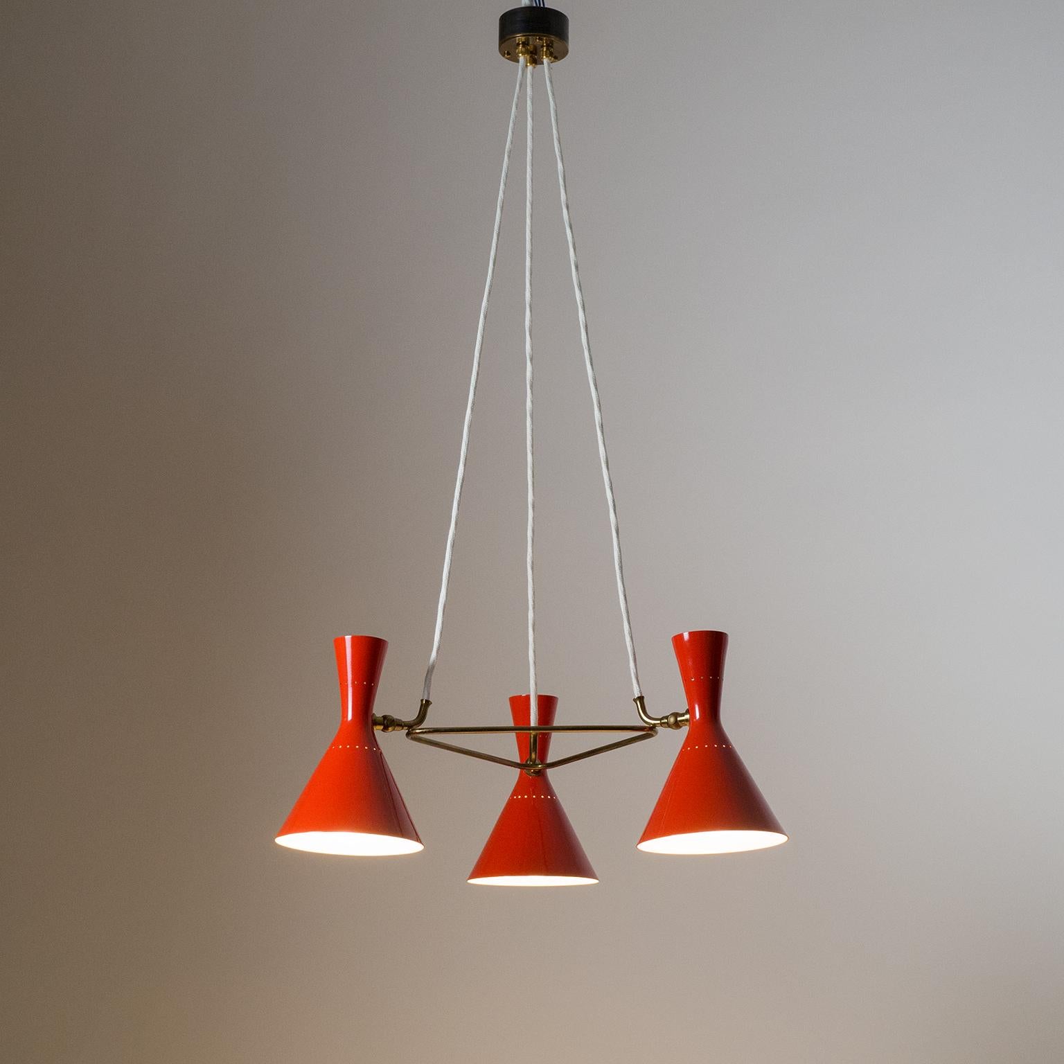 Red Cone Chandelier, 1950s For Sale 4