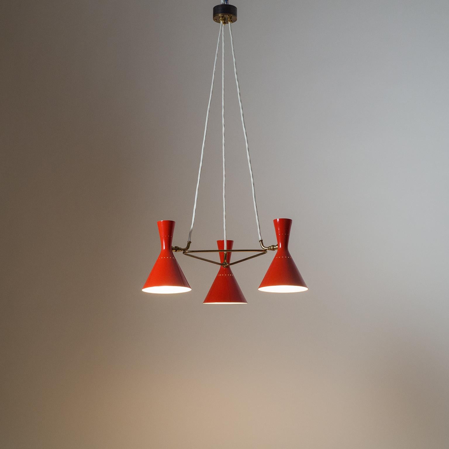 Red Cone Chandelier, 1950s For Sale 5
