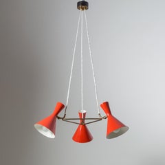 Red Cone Chandelier, 1950s