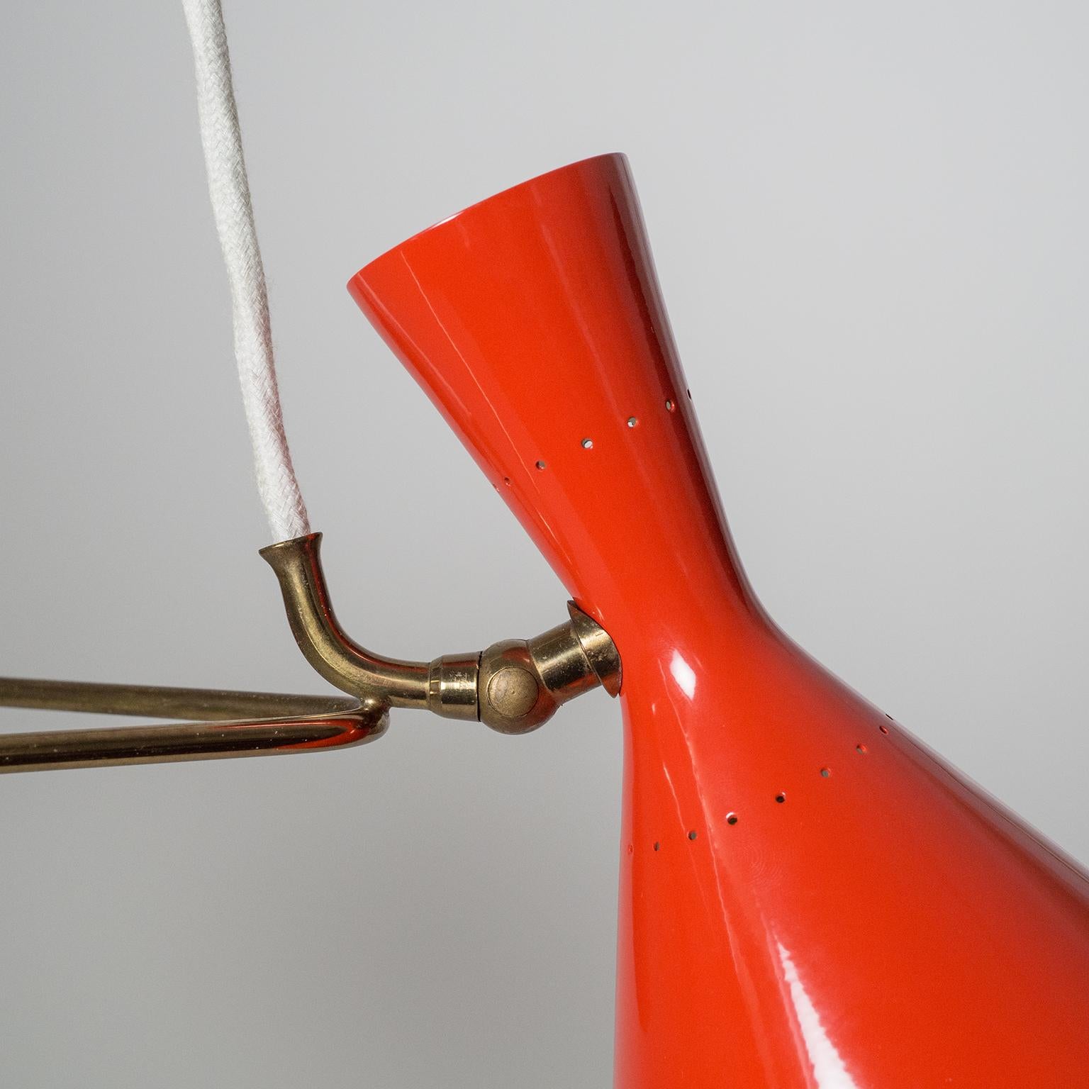 Red Cone Chandelier, 1950s In Good Condition For Sale In Vienna, AT