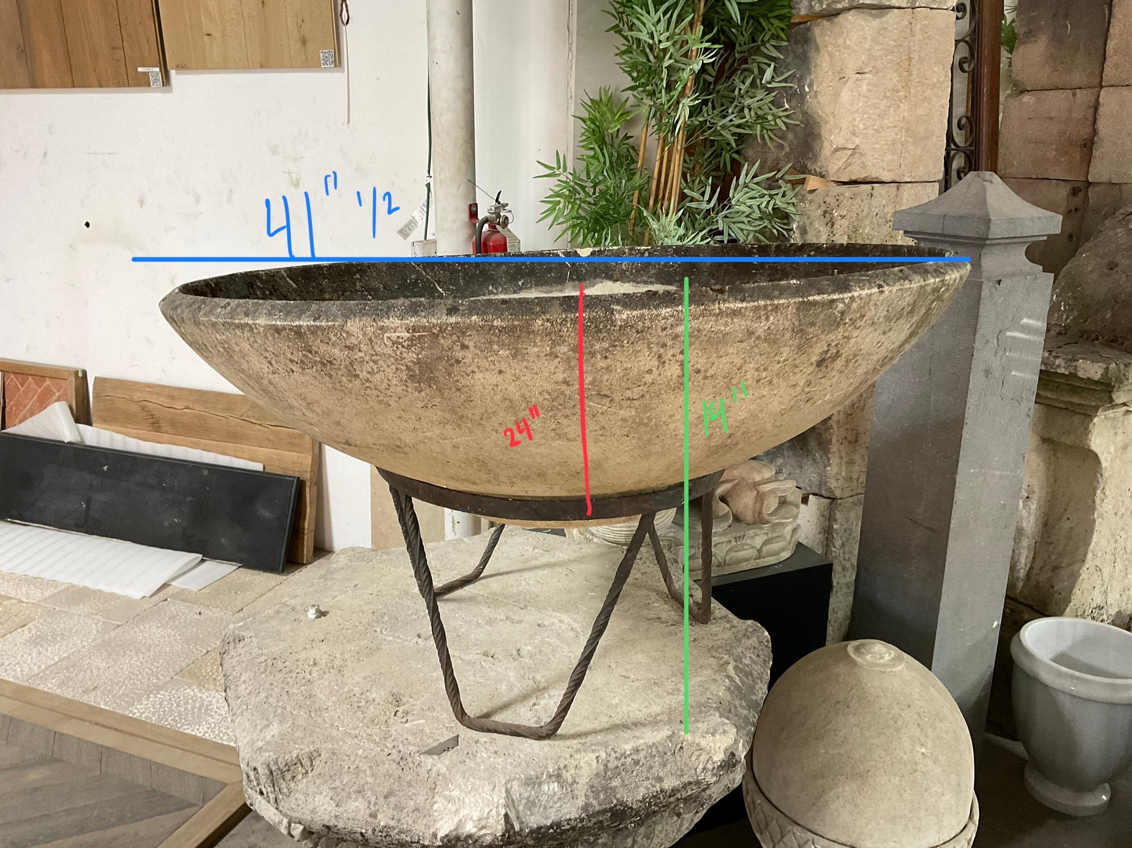 Limestone Swiss Saucer Planter by Willy Guhl For Sale