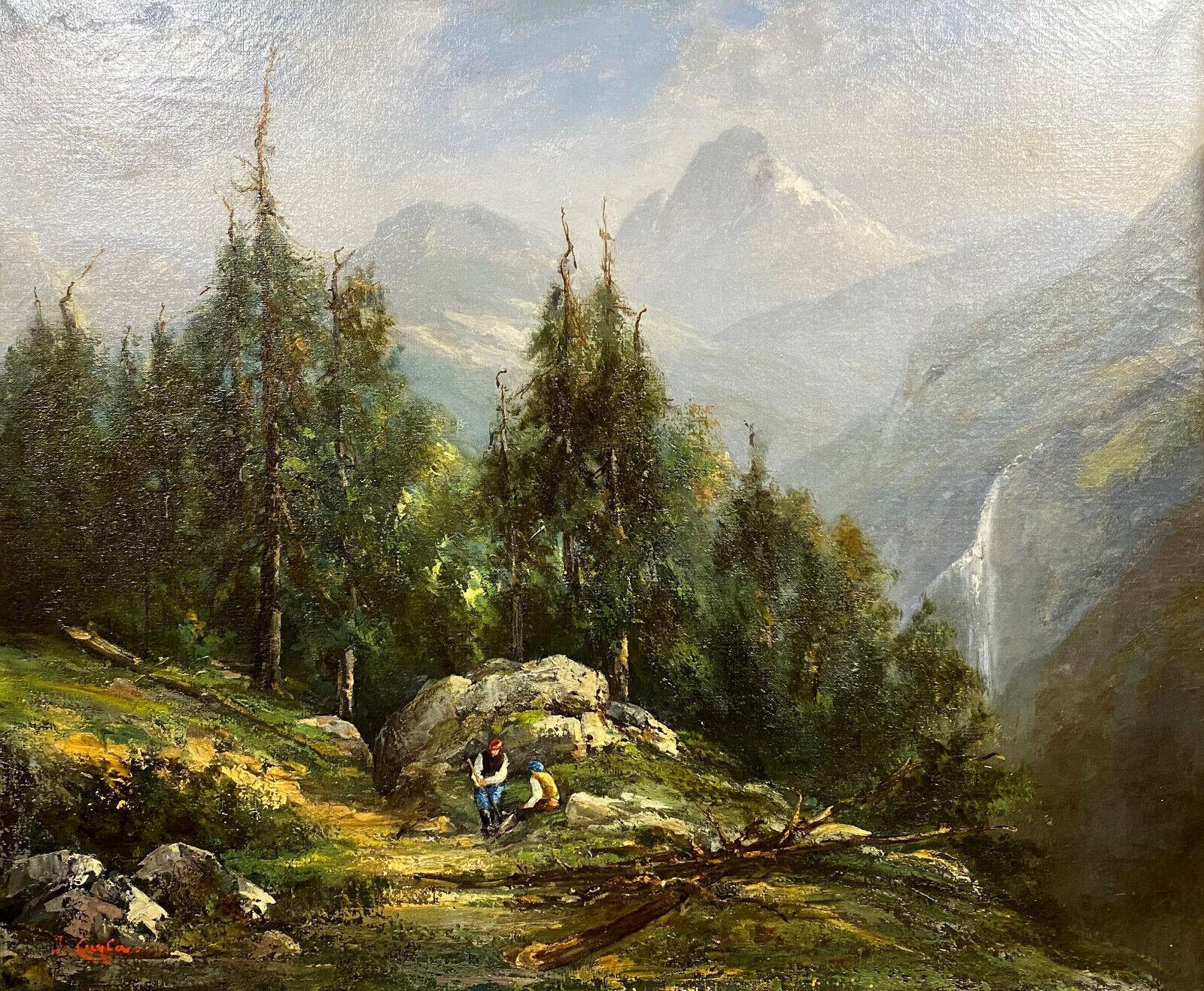 Late 19th Century Swiss School Landscape Painting from the Late 19th to Early 20th Century -1X52 For Sale