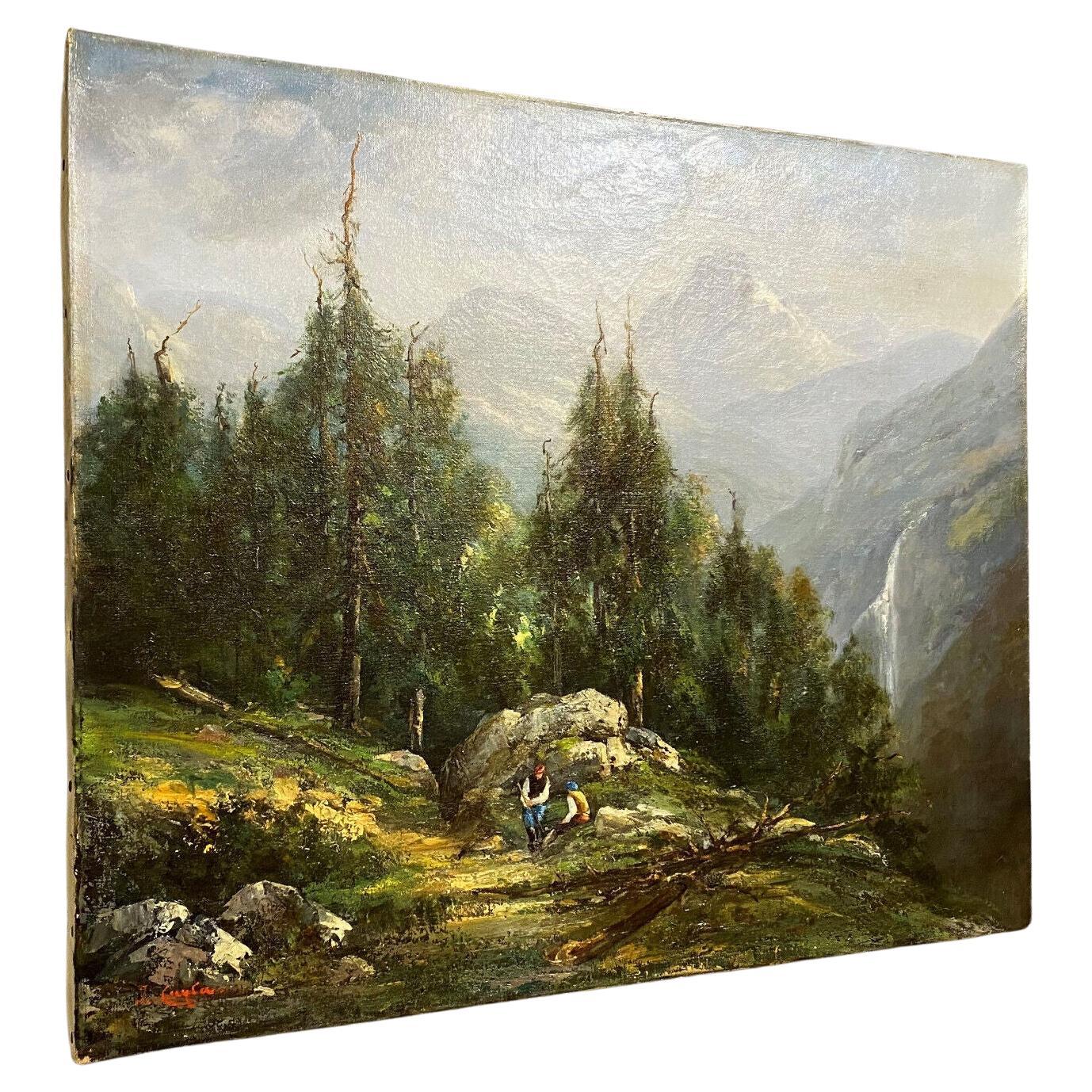 Landschaftsgemälde der Schweizer Schule des späten 19. bis frühen 20. Jahrhunderts -1X52