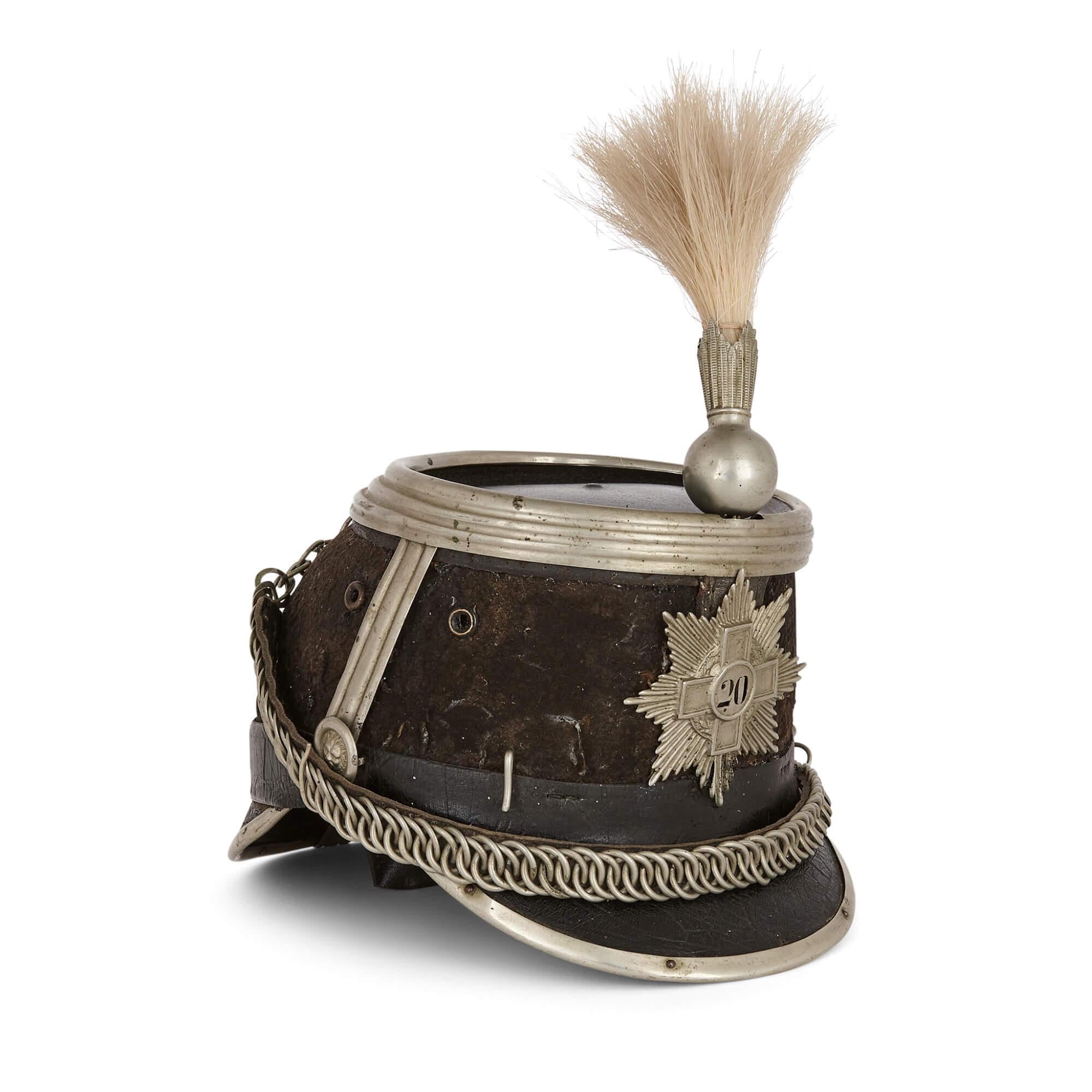 Cast Swiss Shako Helmet Made From Leather and Felt  For Sale