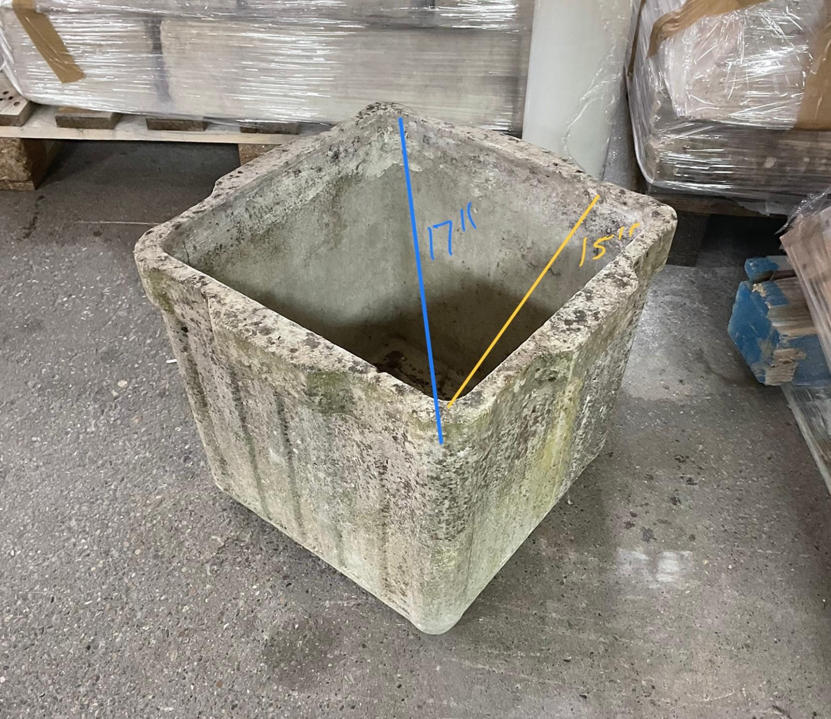 Concrete Swiss Square Ribbed Planter by Willy Guhl For Sale