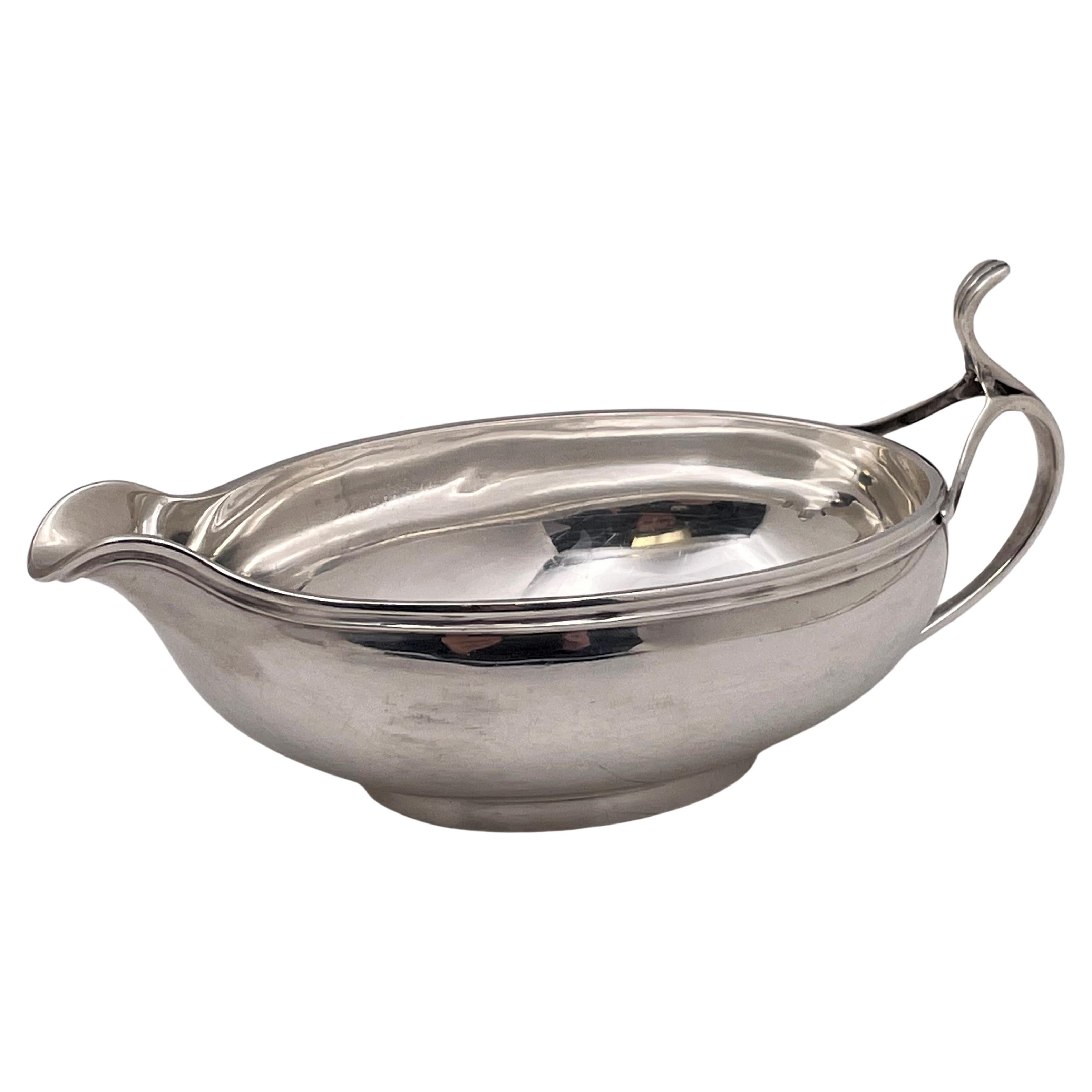 Swiss Sterling Silver Gravy Sauce Boat in Mid-Century Modern Style For Sale