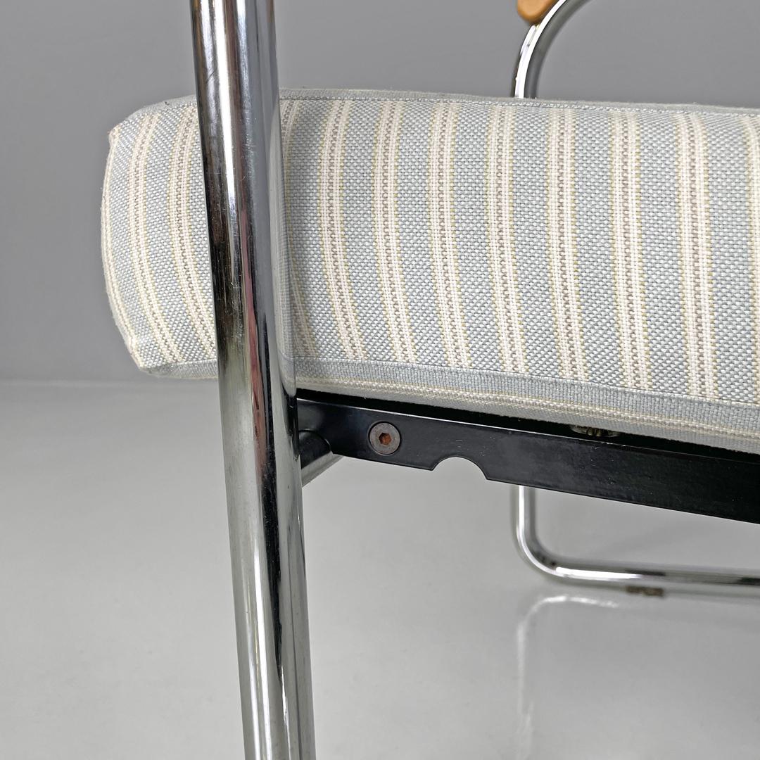Swiss striped light blue armchair 1435 by Werner Max Moser for Embru, 2000s For Sale 9