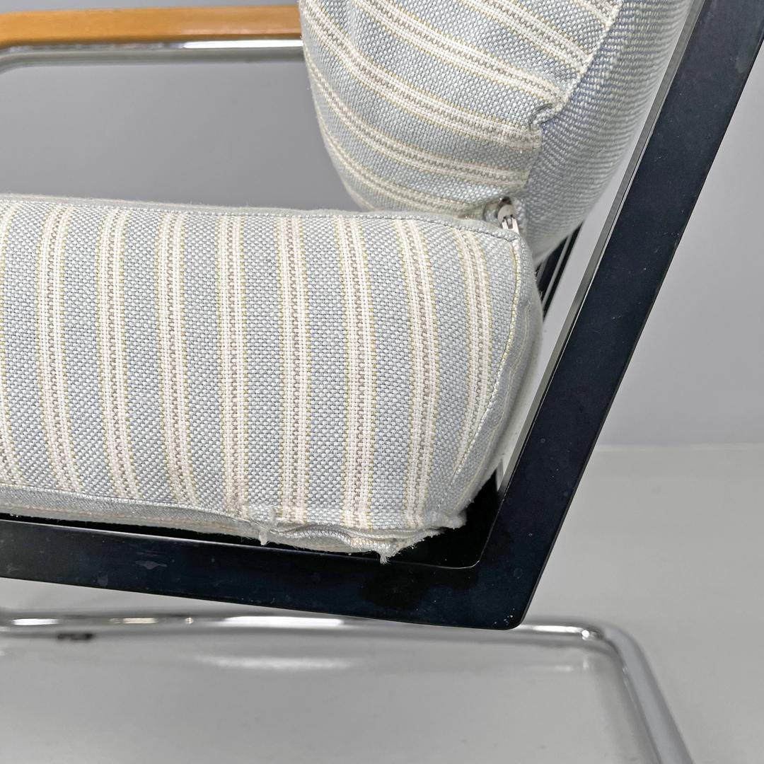 Swiss striped light blue armchair 1435 by Werner Max Moser for Embru, 2000s For Sale 10