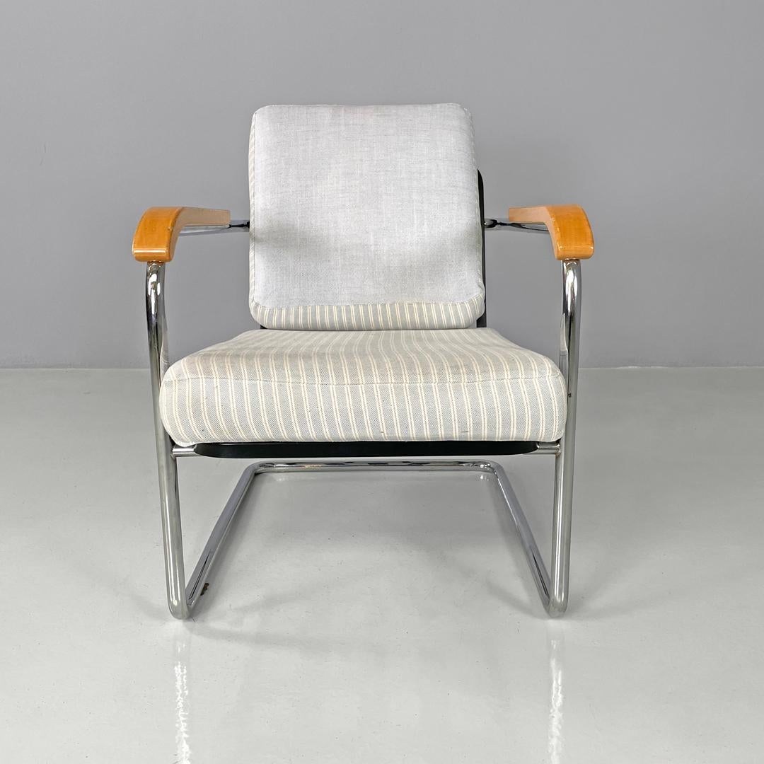 Contemporary Swiss striped light blue armchair 1435 by Werner Max Moser for Embru, 2000s For Sale