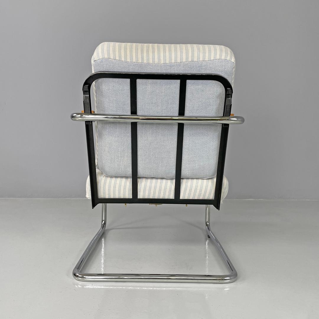 Swiss striped light blue armchair 1435 by Werner Max Moser for Embru, 2000s For Sale 1