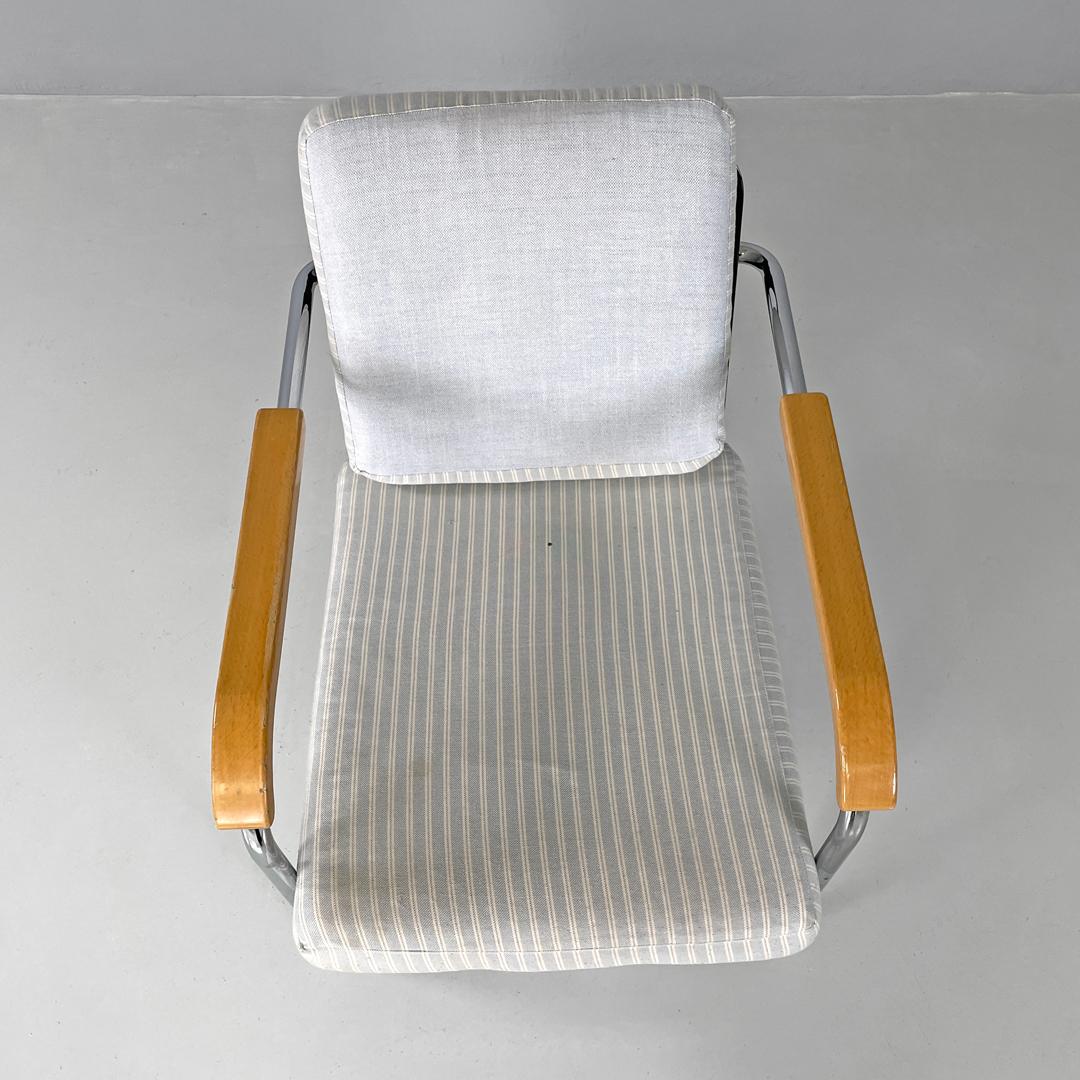 Swiss striped light blue armchair 1435 by Werner Max Moser for Embru, 2000s For Sale 2