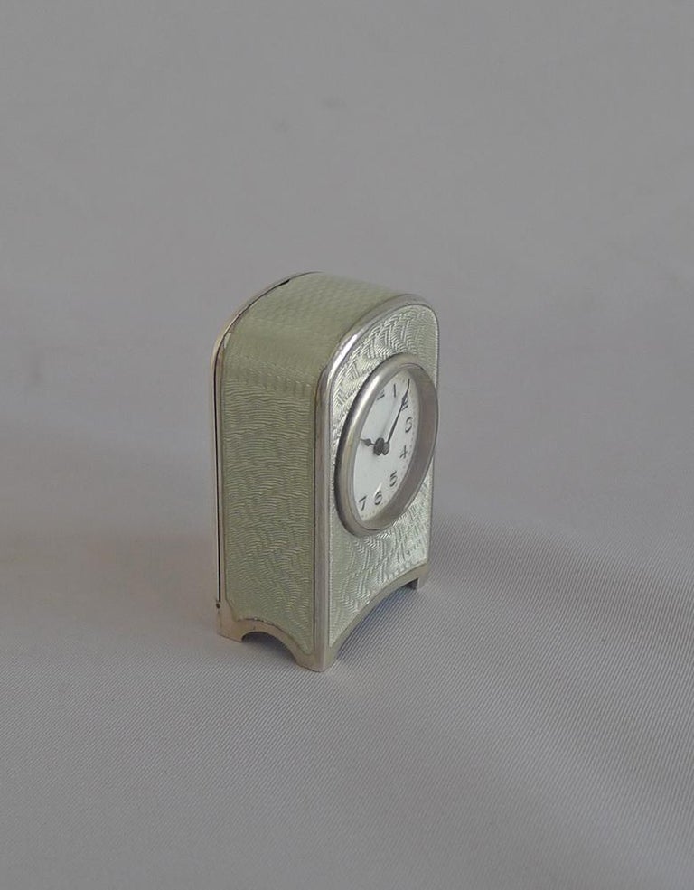 Swiss Sub Miniature Silver and Guilloche Enamel Carriage Clock For Sale ...