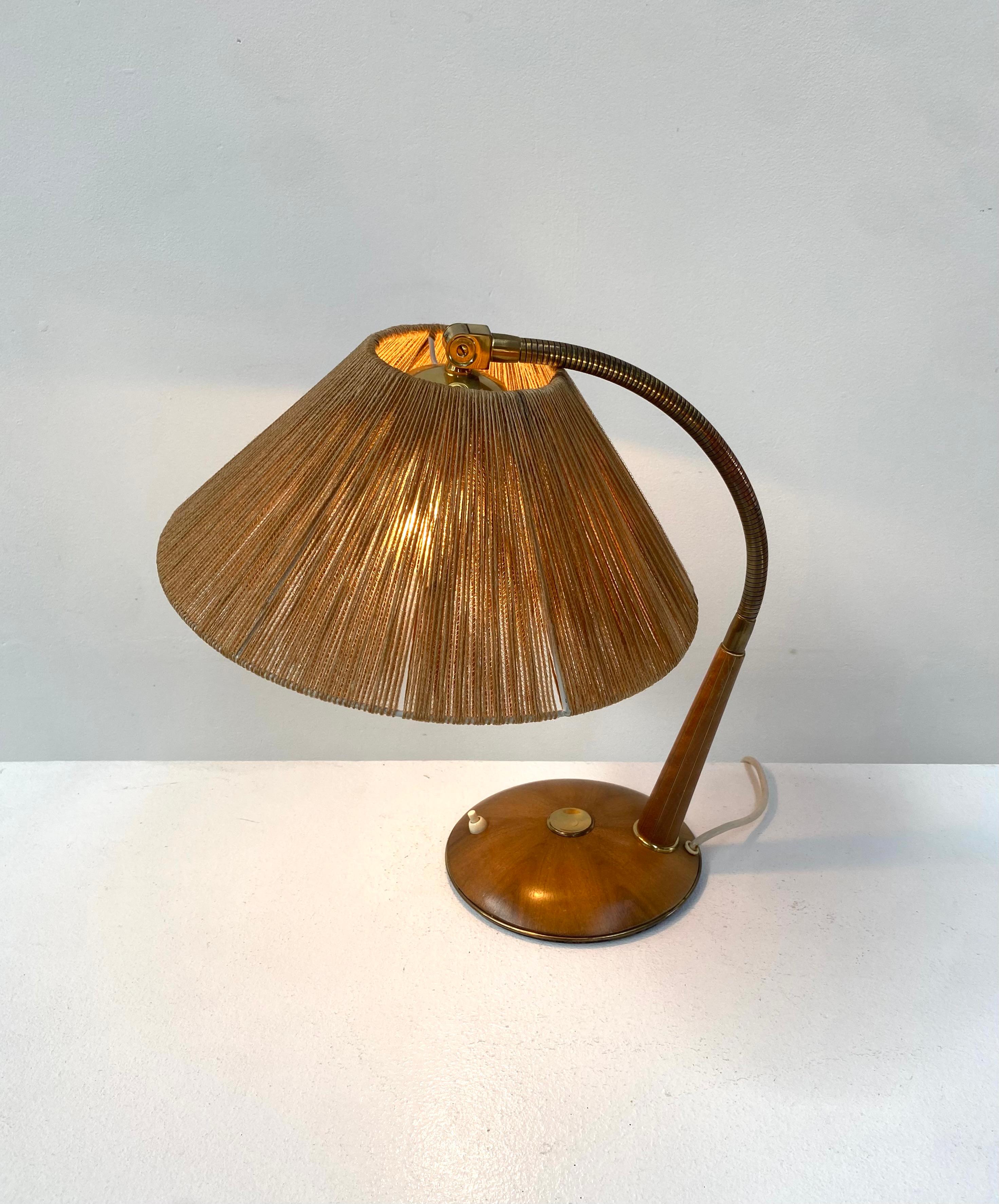 Swiss Teak Table Lamp,  Mod. 2655,  by Frits Muller for Temde Leuchten, 1970s. In Good Condition For Sale In Eindhoven, Noord Brabant