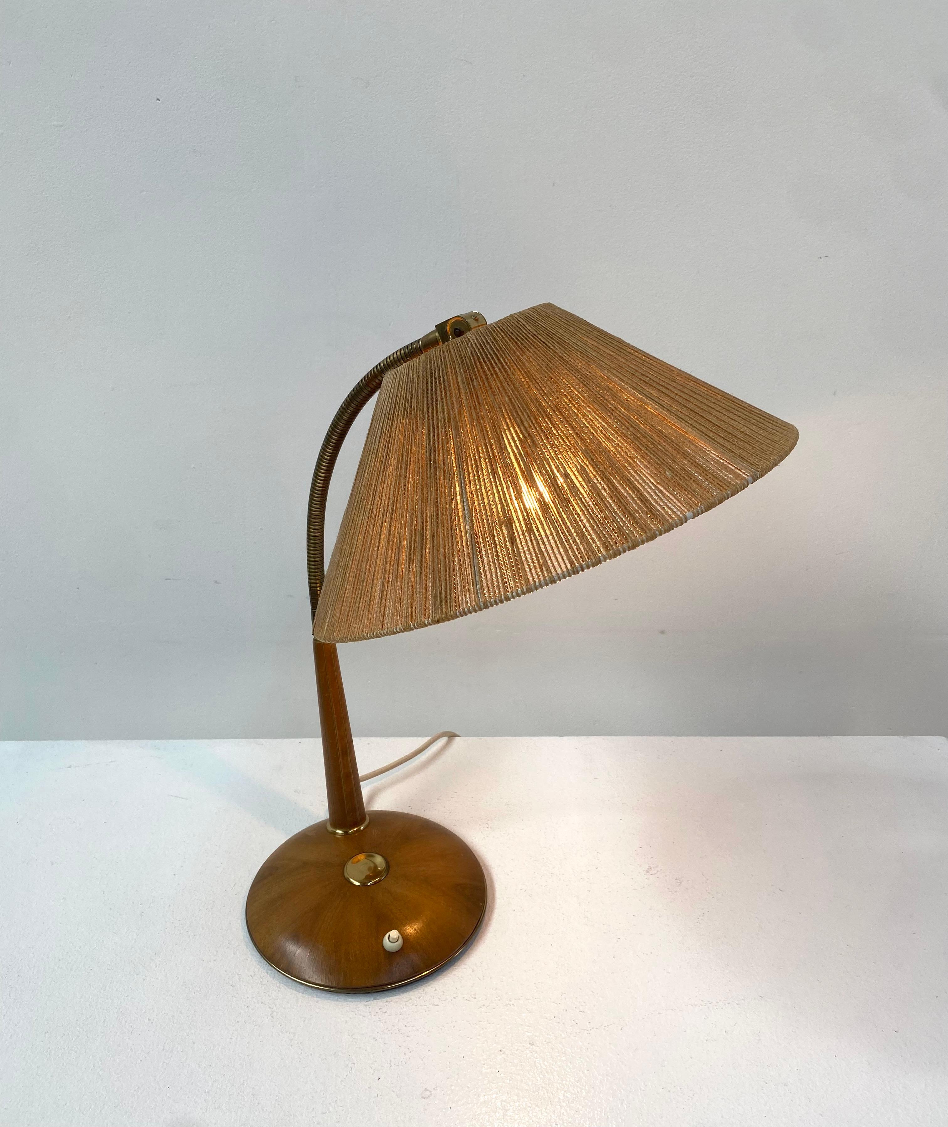 Late 20th Century Swiss Teak Table Lamp,  Mod. 2655,  by Frits Muller for Temde Leuchten, 1970s. For Sale