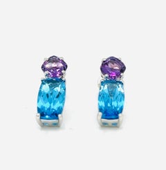 Swiss Topaz and Amethyst combination Earrings in Sterling Silver