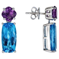 Swiss Topaz and Amethyst combination Earrings in Sterling Silver