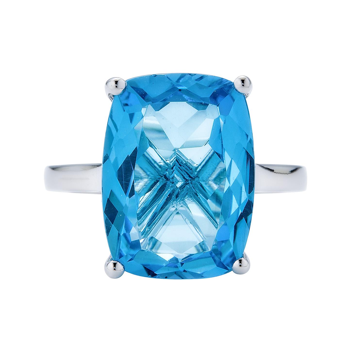 For Sale:  Swiss Topaz Cushion Ring in Sterling Silver 2