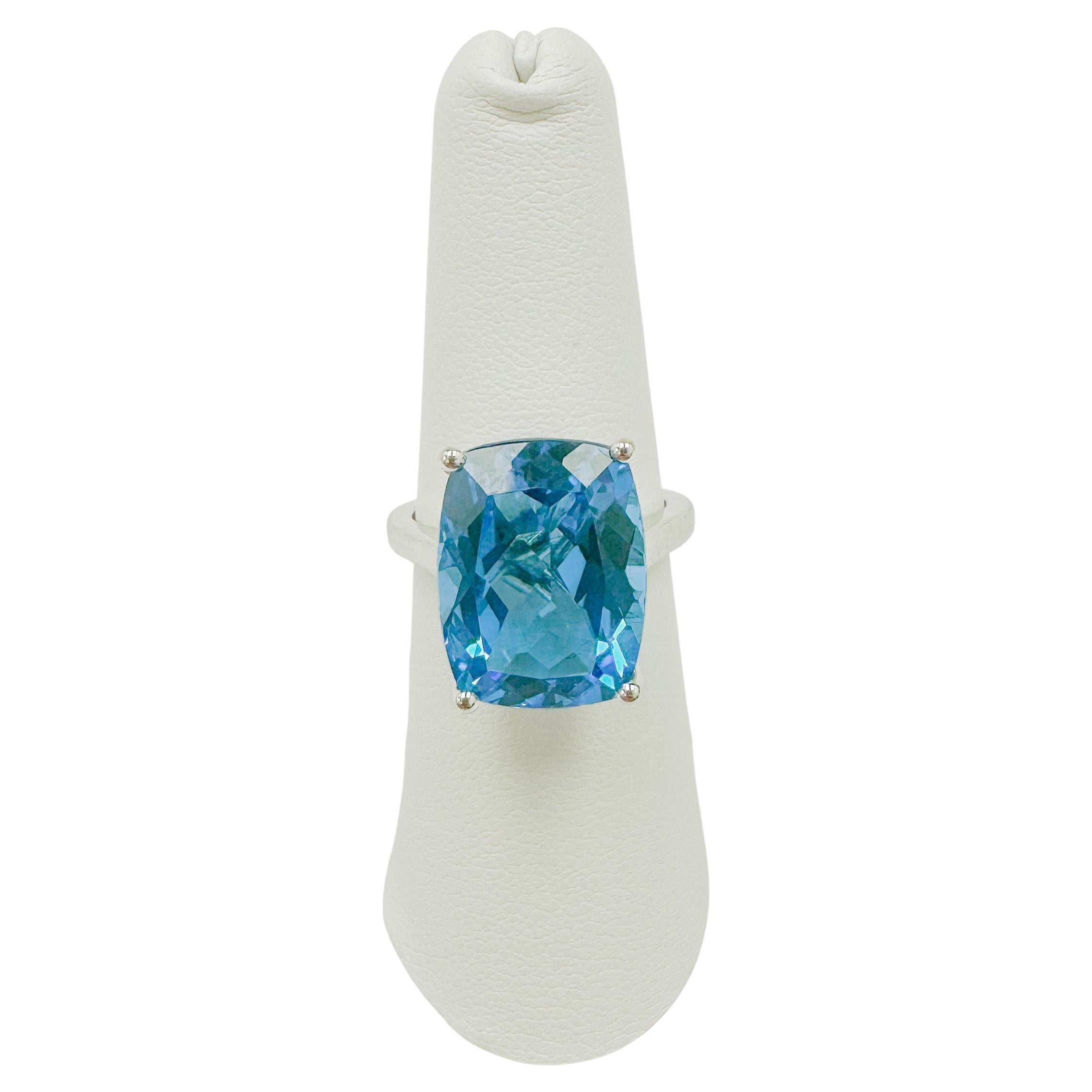 For Sale:  Swiss Topaz Cushion Ring in Sterling Silver 4