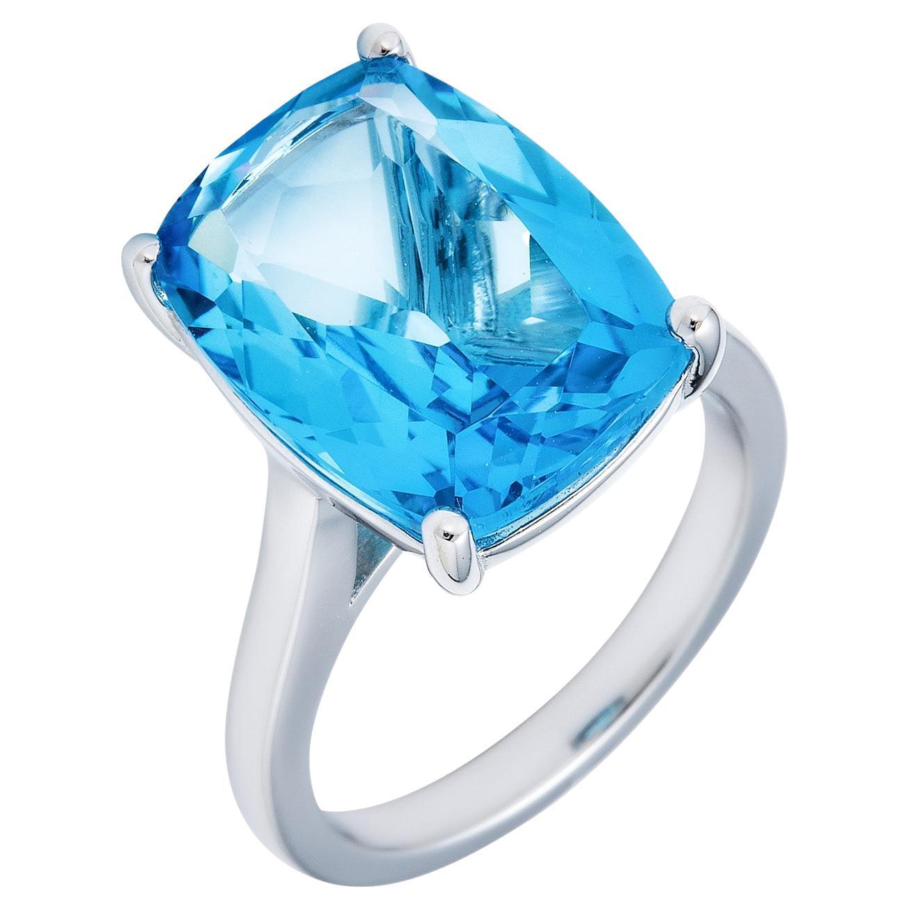 Swiss Topaz Cushion Ring in Sterling Silver
