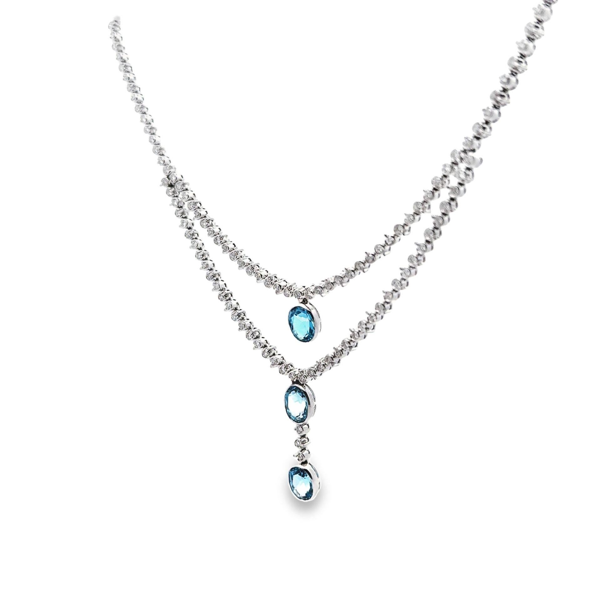 Swiss Topaz Diamond Gold Double-Layer Necklace In New Condition For Sale In Beverly Hills, CA